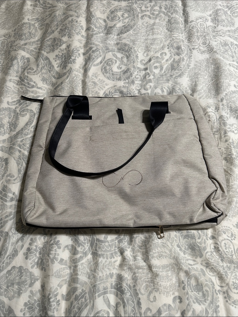 Light Gray Curves And Combatboots Overnighter Duffel in Oat